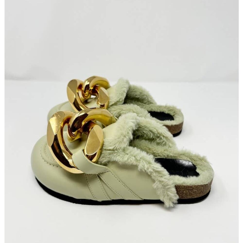 NEW JW Anderson Fuzzy Mule Clog Slip On Flat Light Mint Green EU 36 - Picture 5 of 12